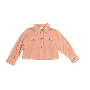 Avec Les Filles Pink Corduroy Cropper Wide Button Up Fit Jacket XL Fall Winter